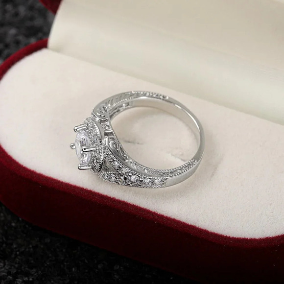 🔥Round Shiny CZ Noble Silver Wedding/Engagement Ring for Women, K808 - Picture 9 of 10